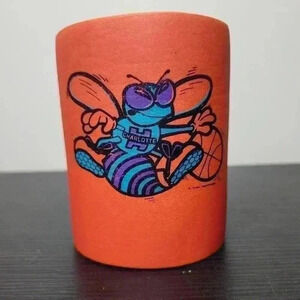 Vintage 1988 NBA Licensed Orange Charlotte Hornets Beer Can Coozie Bee Mascot